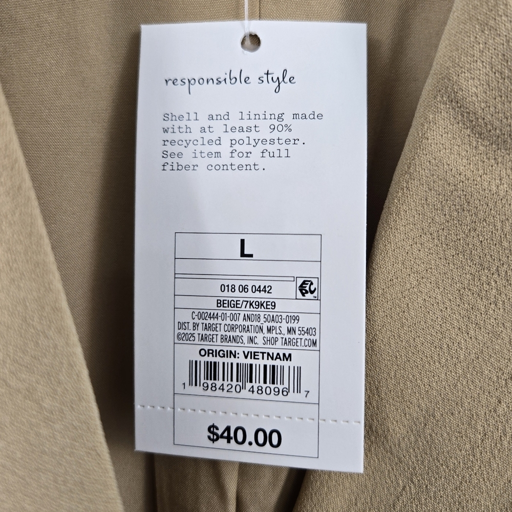 A New Day Women's Double Breasted Beige Blazer/Jacket Size Large NWT - Picture 7 of 12